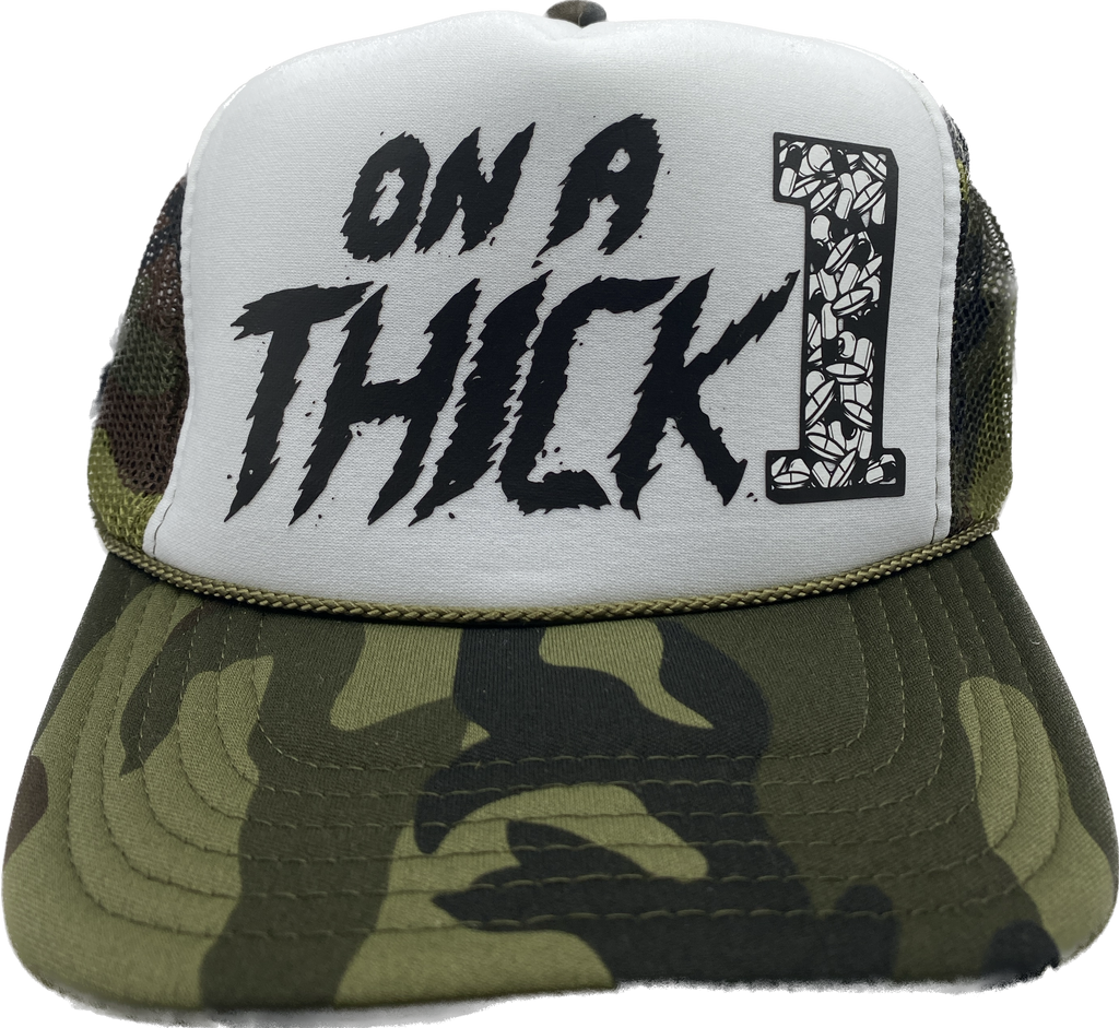 “ON A THICK 1” 1 of 1 WHITE/CAMO TRUCKER