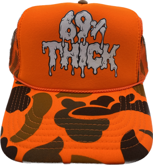 “69% THICK” 1 of 1 Orange Camo Trucker