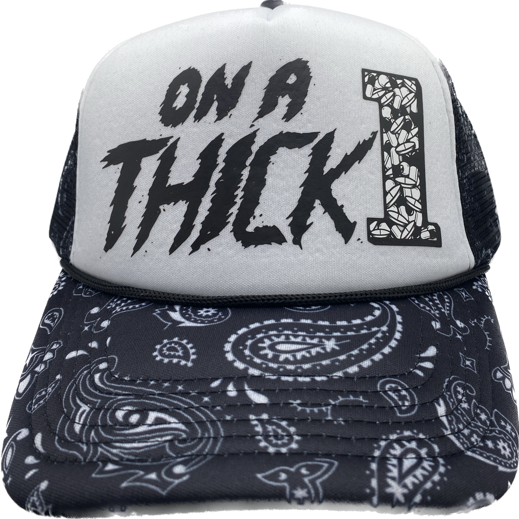 “ON A THICK 1” Black Bandana Trucker 1 of 1