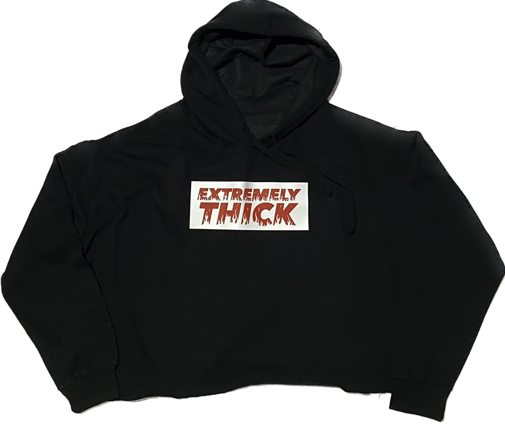 “EXTREMELY THICK” Box Logo Cropped Hoodie